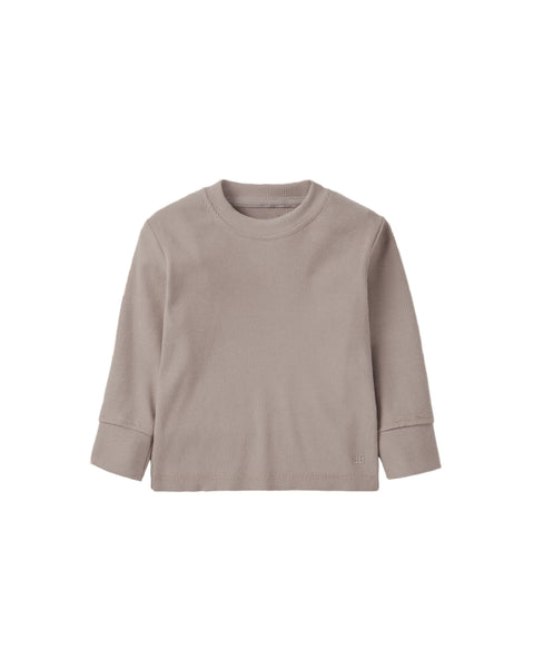 Long Sleeve Ribbed Tee - Mushroom