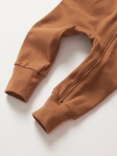 2-Way Zip Romper- Chestnut