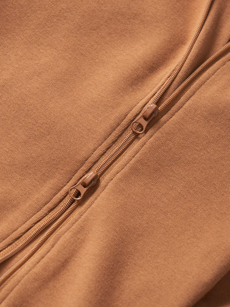 2-Way Zip Romper- Chestnut