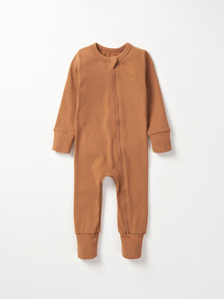 2-Way Zip Romper- Chestnut