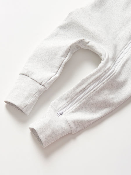 2-Way Zip Romper- Light Heather Grey