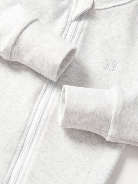 2-Way Zip Romper- Light Heather Grey