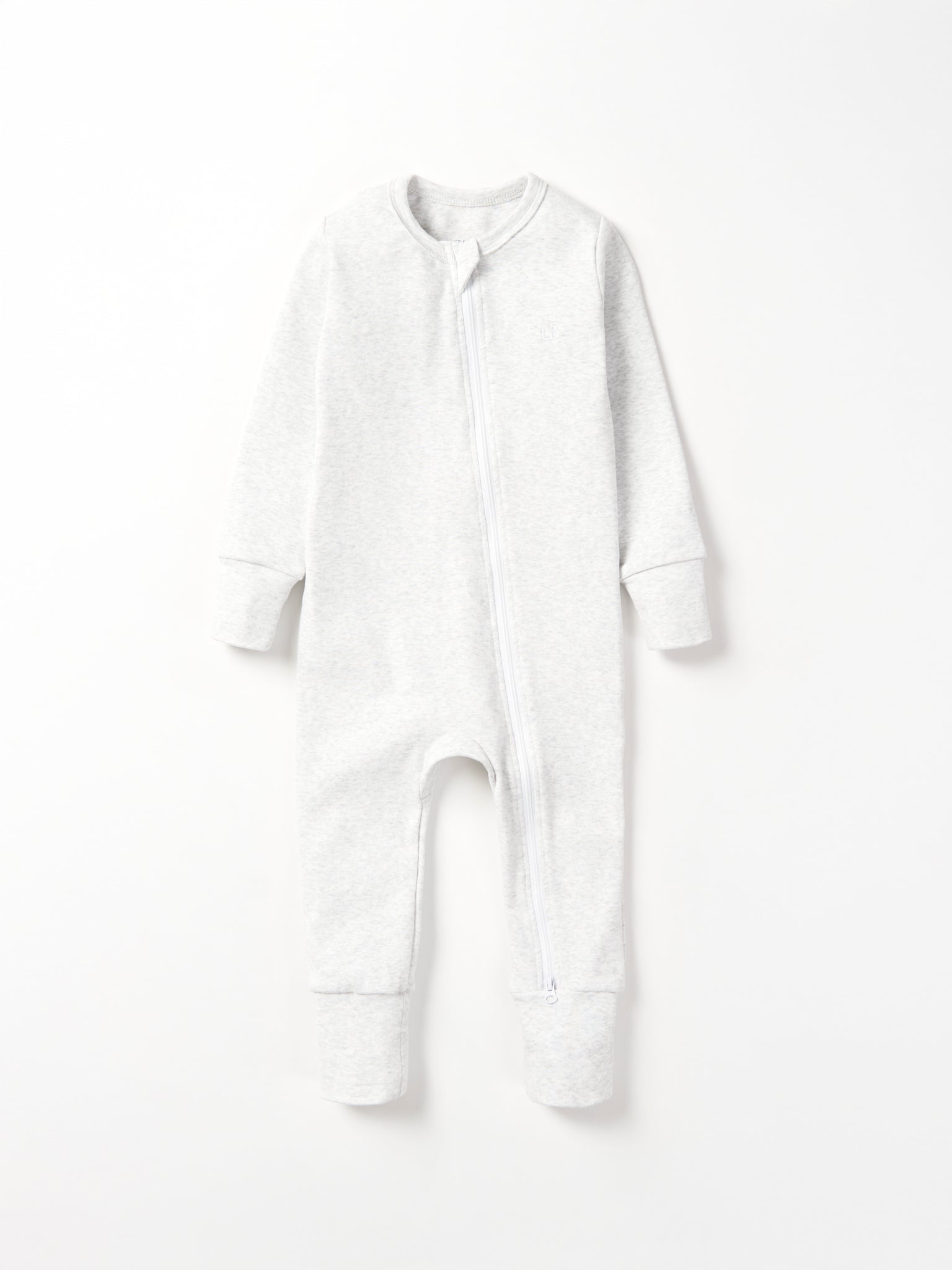2-Way Zip Romper- Light Heather Grey