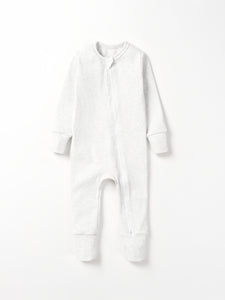 2-Way Zip Romper- Light Heather Grey