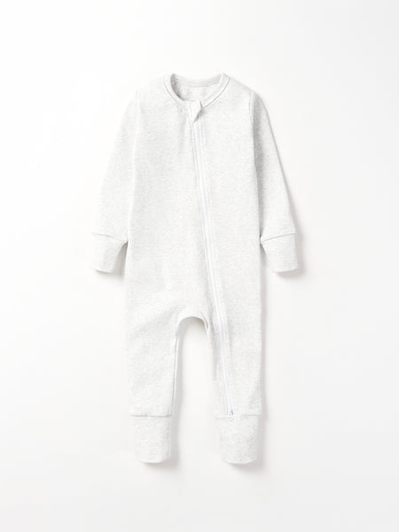2-Way Zip Romper- Light Heather Grey