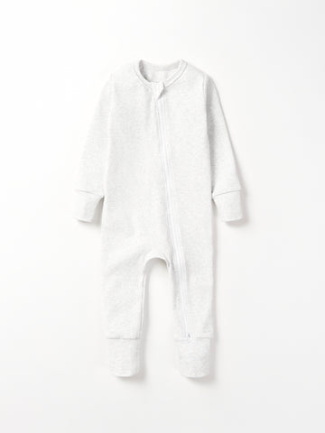 2-Way Zip Romper- Light Heather Grey