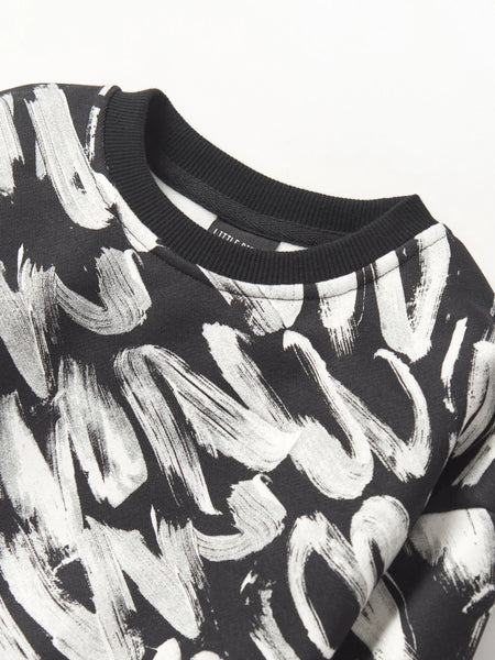 Brush Stroke Crewneck - Black