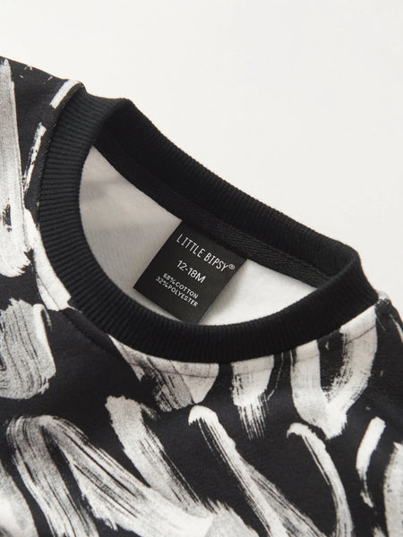 Brush Stroke Crewneck - Black