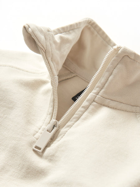 Quarter Zip Pullover - Almond Wash