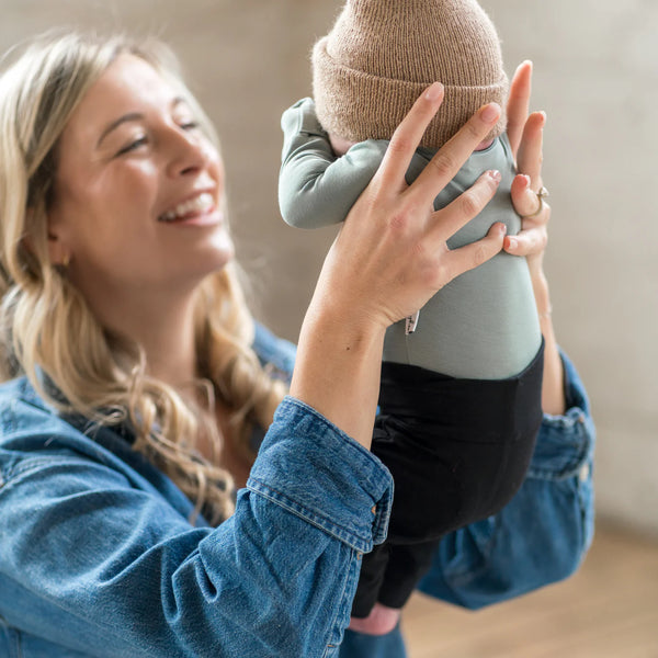 Foldover Bamboo Pant - Teal Smiles