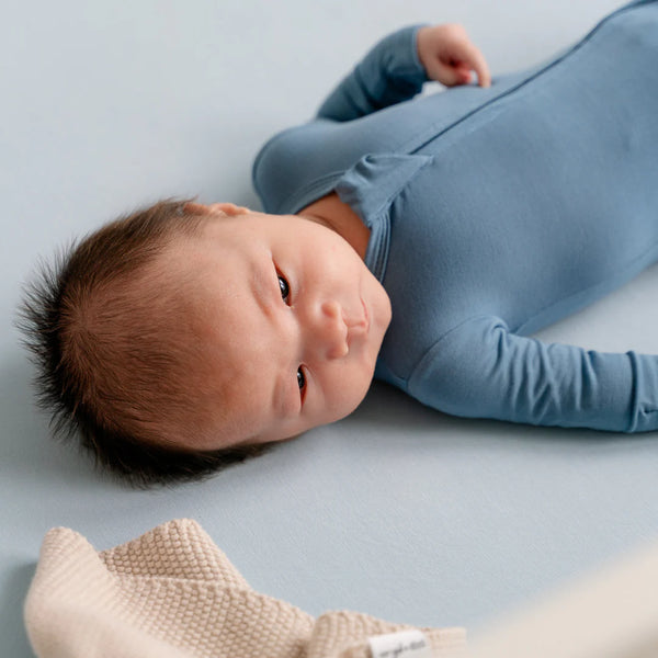 Bamboo Footed Sleeper - Teal Smiles