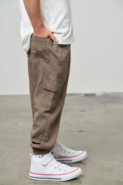 Cotton Twill Cargo Jogger - Mushroom
