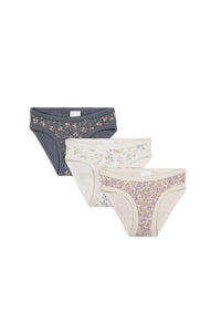 Organic Cotton 3PK Girls Brief - Rosalie Floral Lava/Chloe Lavender/Moons Garden Lavender