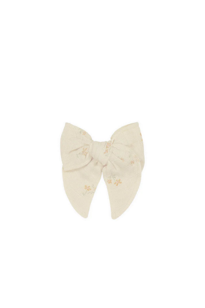 Organic Cotton Muslin Bow - Pauline Chamomile