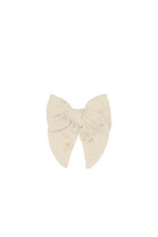 Organic Cotton Muslin Bow - Pauline Chamomile