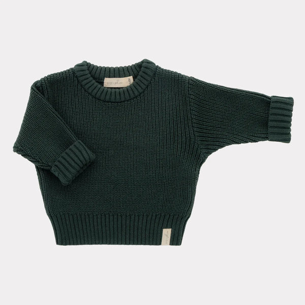 Cotton Knit Sweater - Evergreen