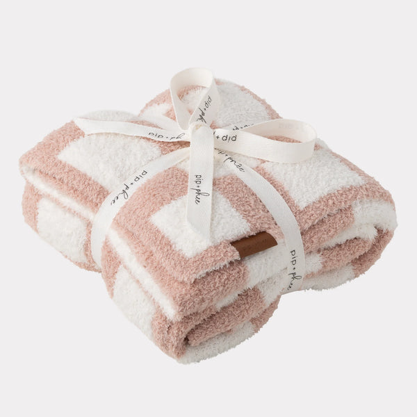 Plush Blanket - Pink Check
