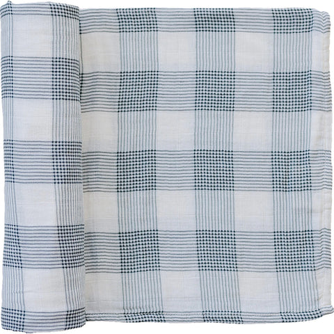 Coastal Plaid Muslin Swaddle Blanket