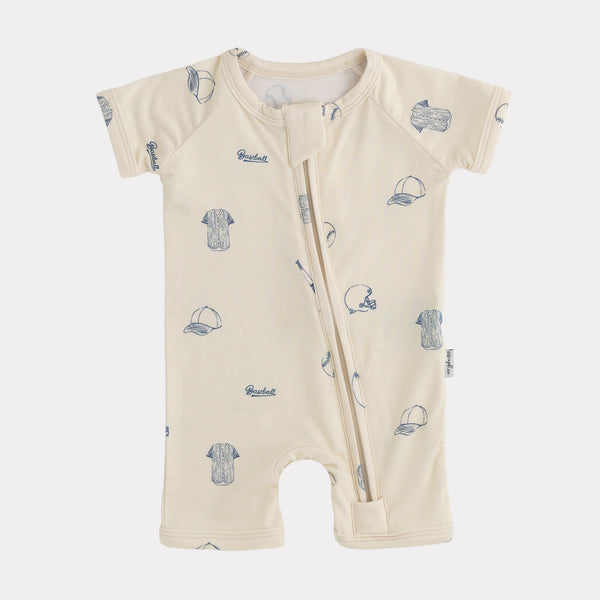 Bamboo Shortie Playsuit - Baseball