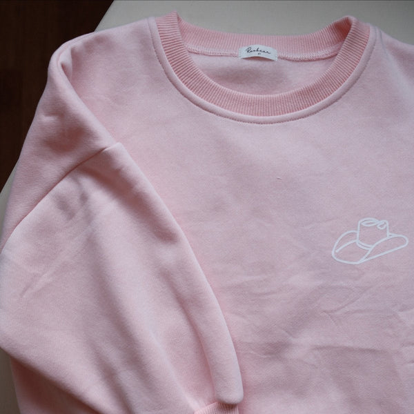First Rodeo Fleece-lined Graphic Crewneck - Pink