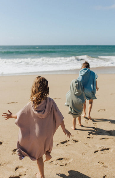 Waffle Beach Poncho - Stone Blue