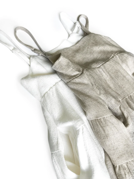 Linen Tiered Dress - Sand