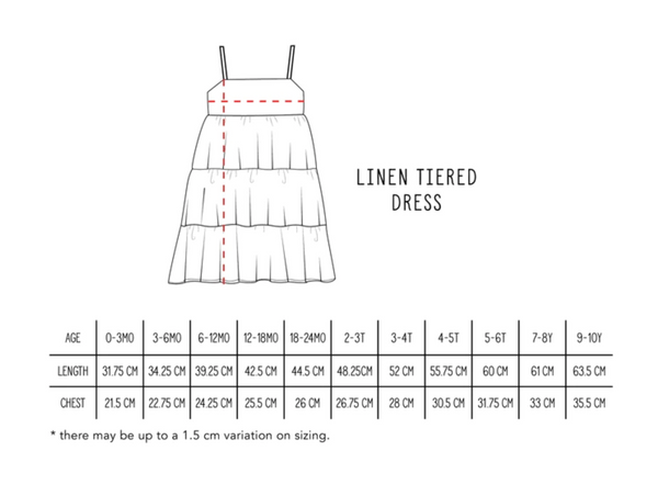 Linen Tiered Dress - Charcoal Stripe