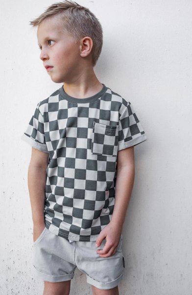 Pocket Tee - Pewter Check