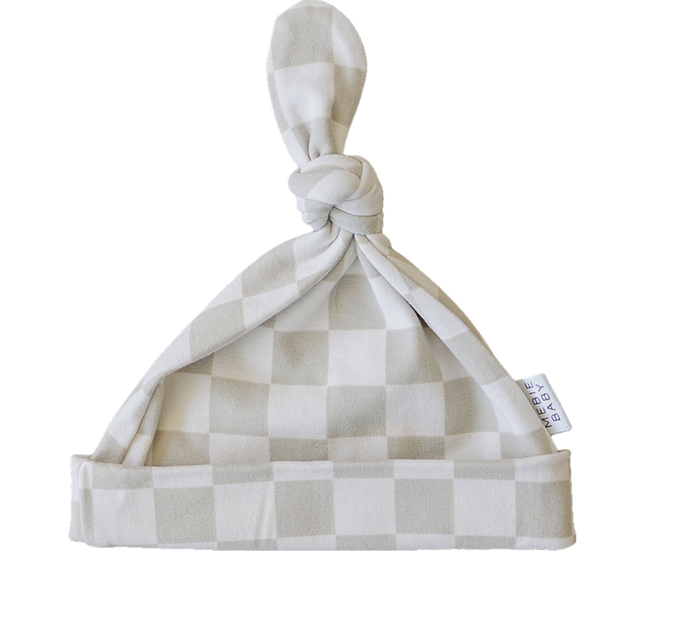 Taupe Checkered Newborn Knot Hat