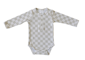 Taupe Checkered Bodysuit
