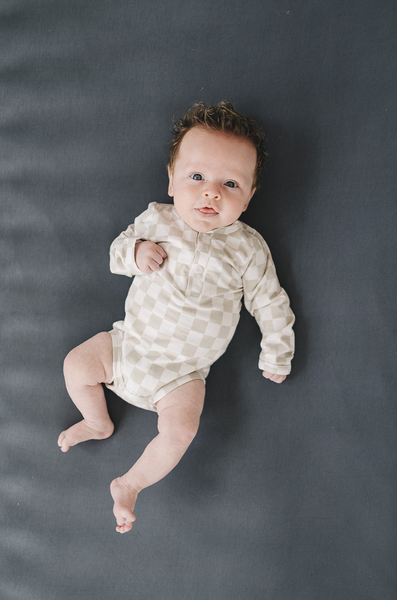 Taupe Checkered Bodysuit