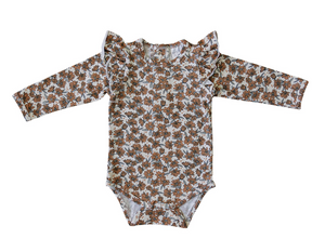 Magnolia Print Ruffle Sleeve Bodysuit