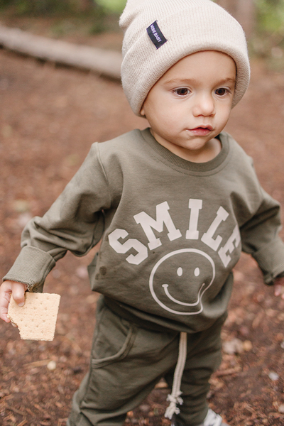 Olive Smiley French Terry Set