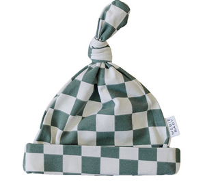 Green Checkered Newborn Knot Hat