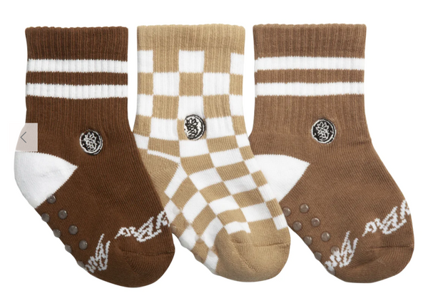3-Pack Brownie Checks Socks
