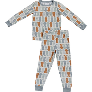 Dusty Blue Bunny Bamboo Two-piece Cozy Set
