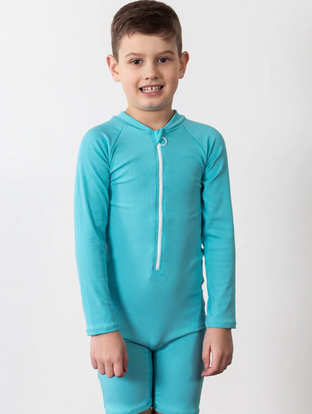 "Brights" Ribbed Blue Curaco Sunsuit