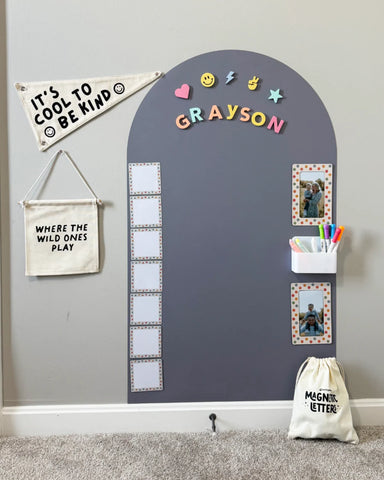 Stone Grey Magic Playwall - Arch Magnetic Wall Decal For Kids