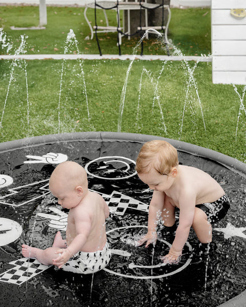 Sprinkler Splash Pad For Kids - Monochrome Smiley