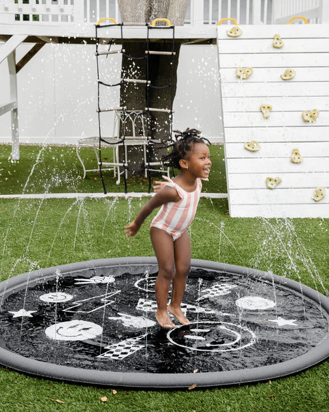 Sprinkler Splash Pad For Kids - Monochrome Smiley