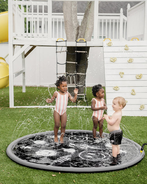 Sprinkler Splash Pad For Kids - Monochrome Smiley