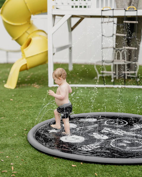 Sprinkler Splash Pad For Kids - Monochrome Smiley