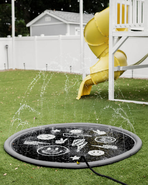 Sprinkler Splash Pad For Kids - Monochrome Smiley