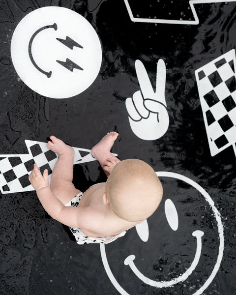 Sprinkler Splash Pad For Kids - Monochrome Smiley
