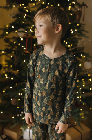 Holiday Bamboo Children's Two Piece Set - Evergreen Glow
