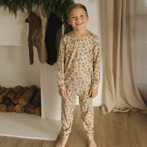 Holiday Bamboo Children's Two Piece Set - Gingerbread Lane