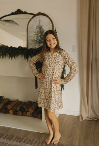 Holiday Bamboo Girls Nightgown - Gingerbread Lane
