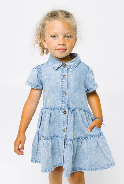 Short Sleeve Chambray Dress