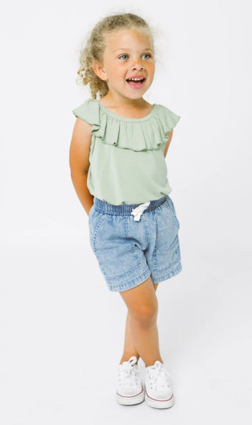 Ruffle Bamboo Top - Desert Sage