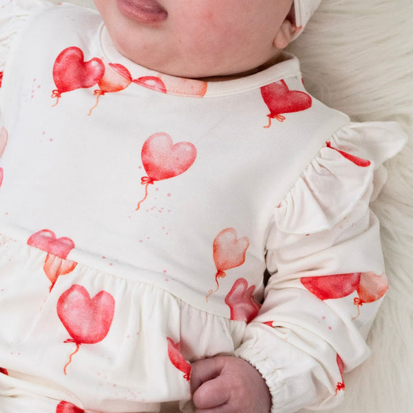 Balloon Hearts - Long Sleeve Skirted Onesie